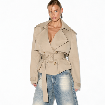 Veste Trench Courte Ceinturée