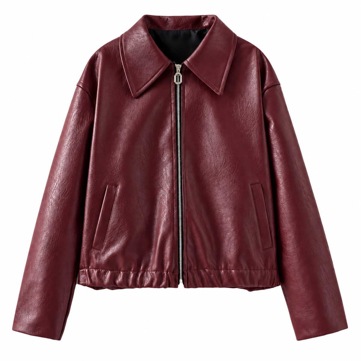 blouson cuir zippé style vintage femme