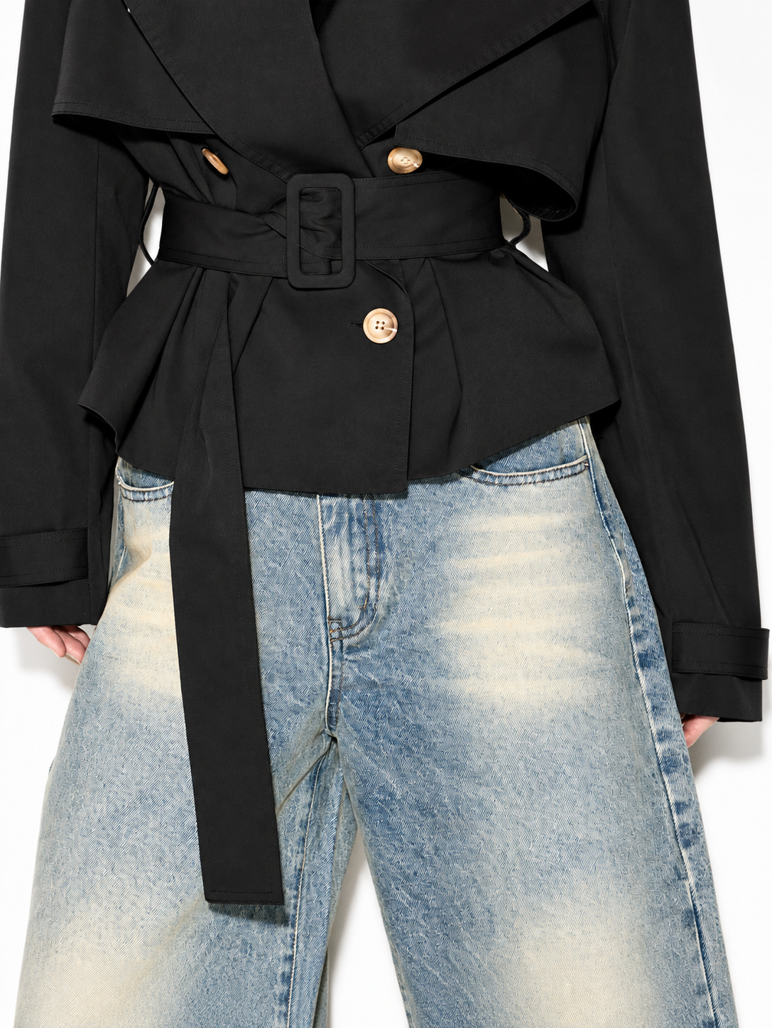 Veste Trench Courte Ceinturée