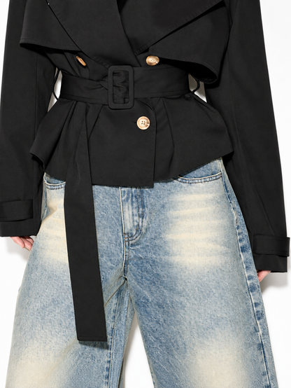 Veste Trench Courte Ceinturée