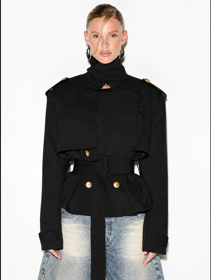Veste Trench Courte Ceinturée