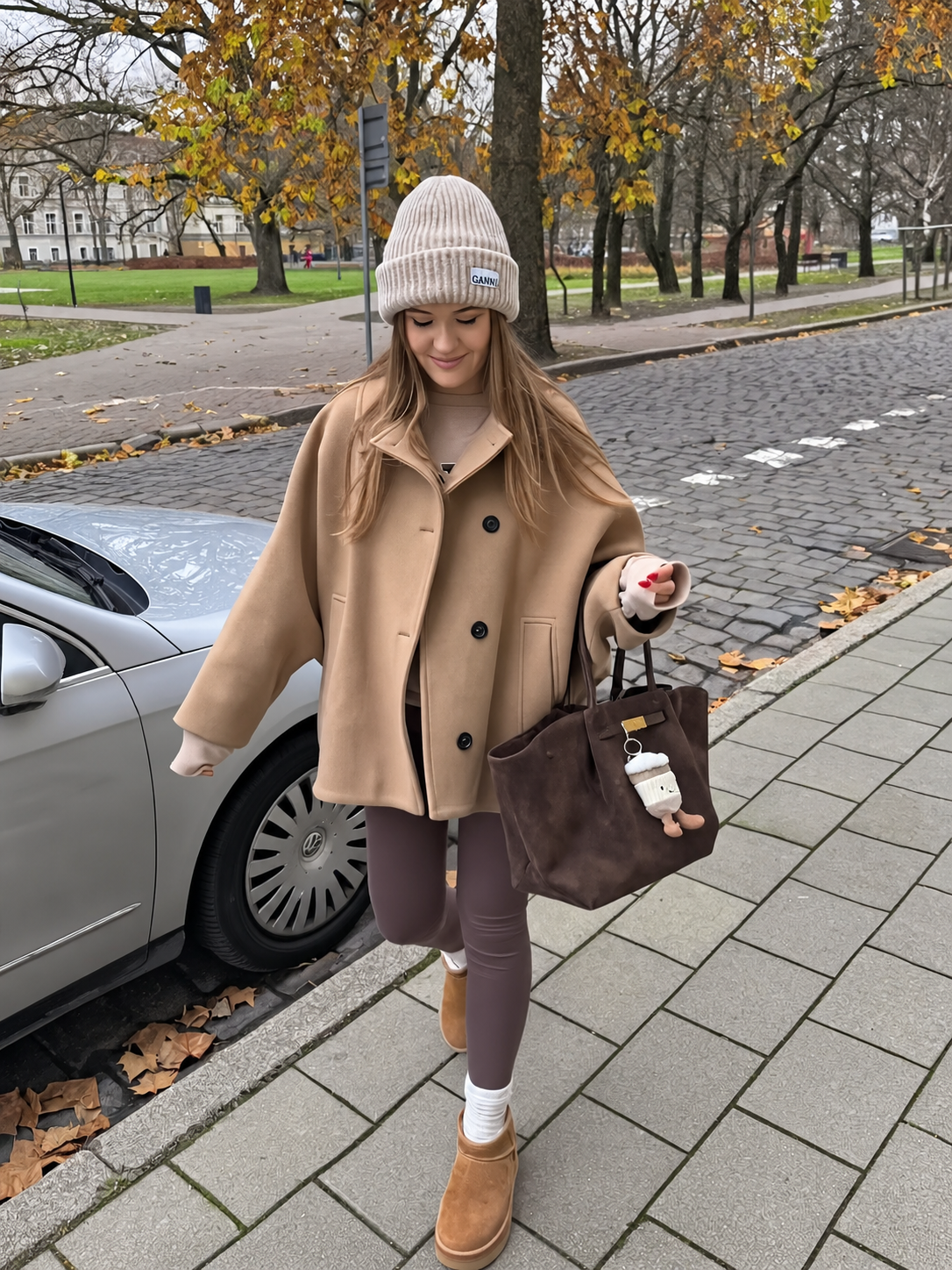 Manteau Court Oversize Camel