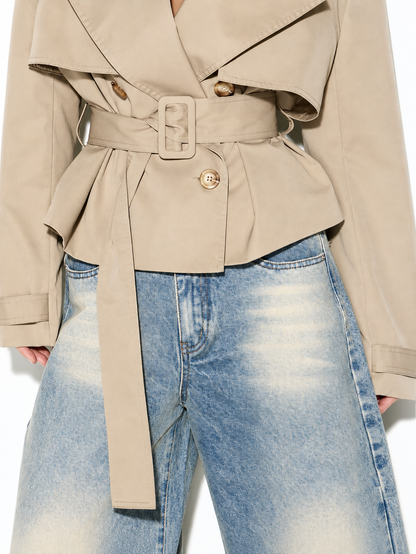 Veste Trench Courte Ceinturée