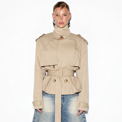 Veste Trench Courte Ceinturée