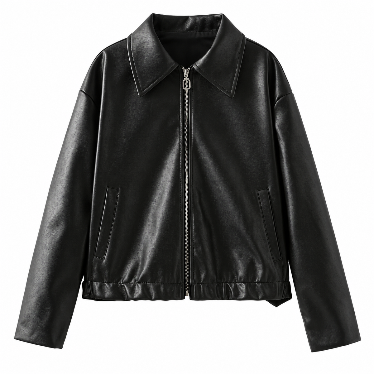 blouson cuir zippé style vintage femme